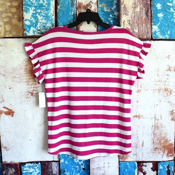 Women's Sweet Violet Top Short Sleeve Striped MEDIUM Multicolor NEW - Picture 6 of 9